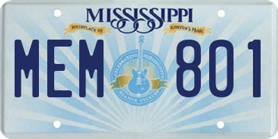 MS license plate MEM801