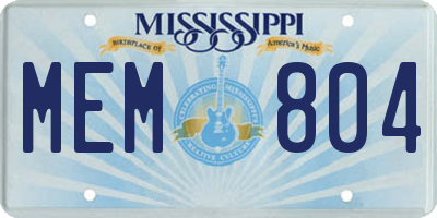MS license plate MEM804