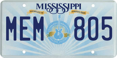 MS license plate MEM805