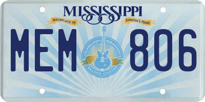 MS license plate MEM806