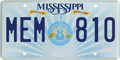 MS license plate MEM810