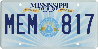 MS license plate MEM817