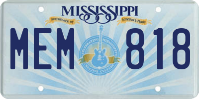 MS license plate MEM818