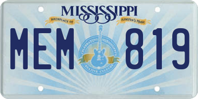 MS license plate MEM819