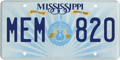 MS license plate MEM820