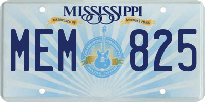 MS license plate MEM825