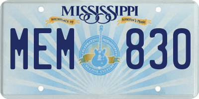 MS license plate MEM830
