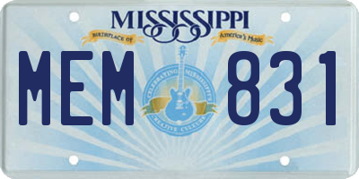 MS license plate MEM831