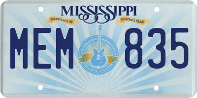 MS license plate MEM835