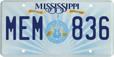 MS license plate MEM836
