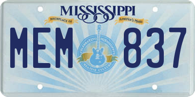 MS license plate MEM837