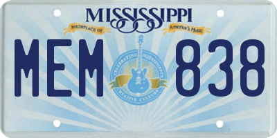 MS license plate MEM838
