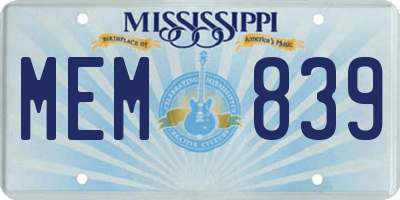 MS license plate MEM839
