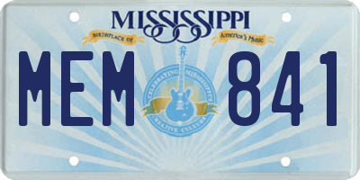MS license plate MEM841