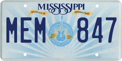 MS license plate MEM847