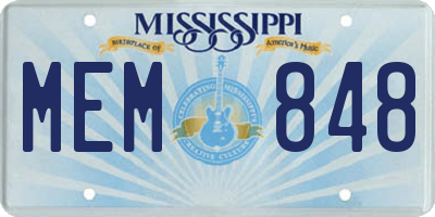 MS license plate MEM848