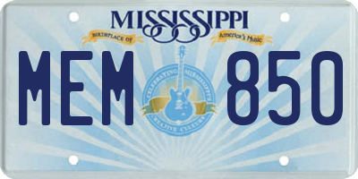 MS license plate MEM850