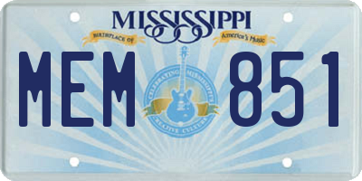 MS license plate MEM851