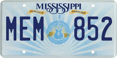 MS license plate MEM852