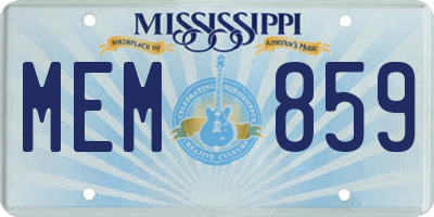 MS license plate MEM859