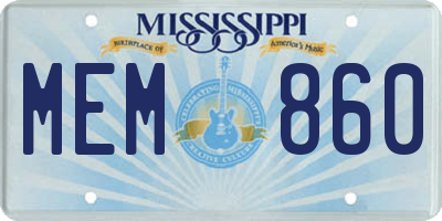 MS license plate MEM860