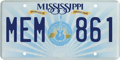 MS license plate MEM861