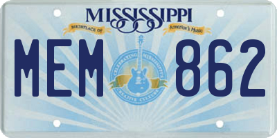 MS license plate MEM862