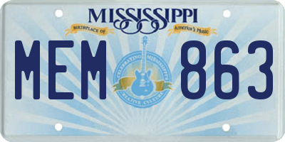 MS license plate MEM863