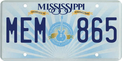 MS license plate MEM865