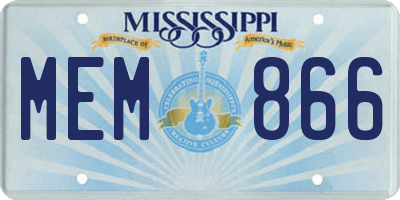 MS license plate MEM866