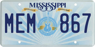 MS license plate MEM867