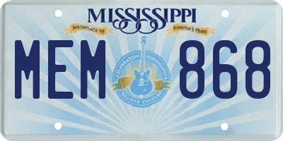 MS license plate MEM868