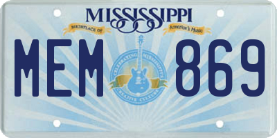 MS license plate MEM869