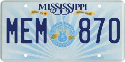 MS license plate MEM870