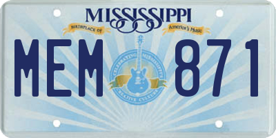 MS license plate MEM871