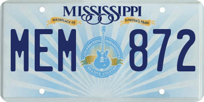 MS license plate MEM872