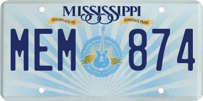 MS license plate MEM874
