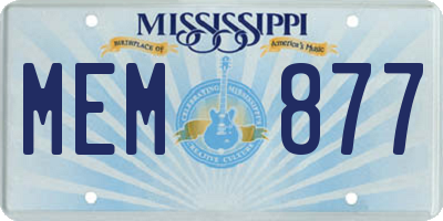 MS license plate MEM877