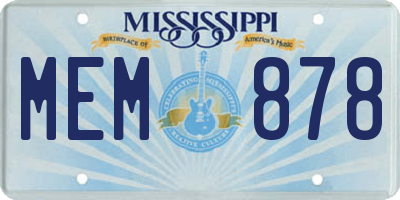 MS license plate MEM878