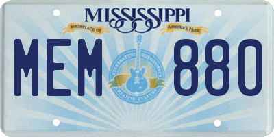 MS license plate MEM880