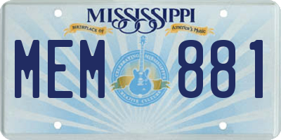 MS license plate MEM881