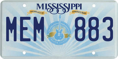 MS license plate MEM883