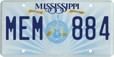 MS license plate MEM884