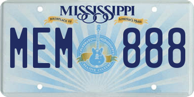 MS license plate MEM888