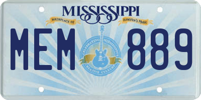 MS license plate MEM889