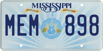 MS license plate MEM898
