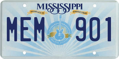 MS license plate MEM901