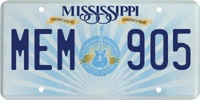 MS license plate MEM905