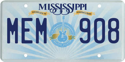 MS license plate MEM908
