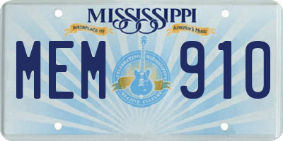 MS license plate MEM910